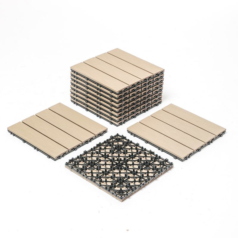 Прочная композитная переплетенная палубная плитка WPC на открытом воздухе деревянная пластиковая плитка